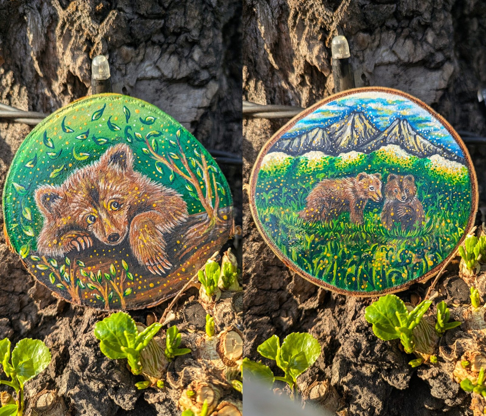 Bear cubs in the forest